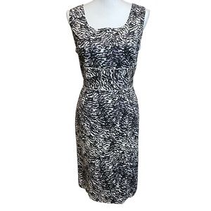 Alex Marie Print Square Neck Cocktail Midi Dress.  Size 12